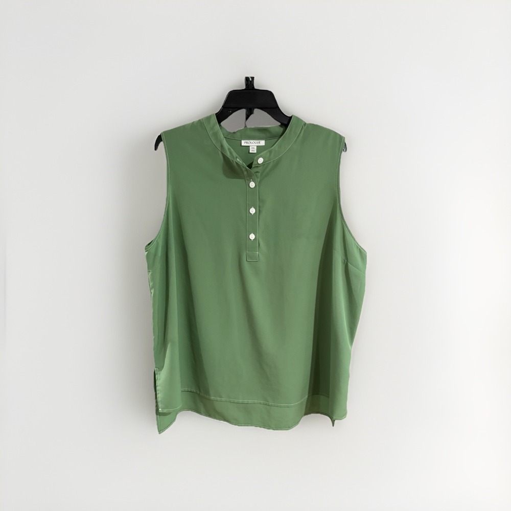 prologue womens blouse shirt top sleeveless designer GREEN XXL EUC A14